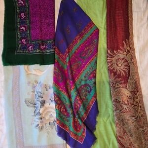 VTG  Lot of 5 Scarves Challis by Berkshire,Liz Sinclair,Glentex & More GORGOUS !